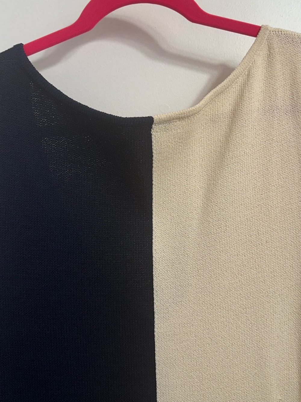 St. John Sport Colorblock V-Neck Sleeveless Dress - Navy & Cream - Picture 2 of 7